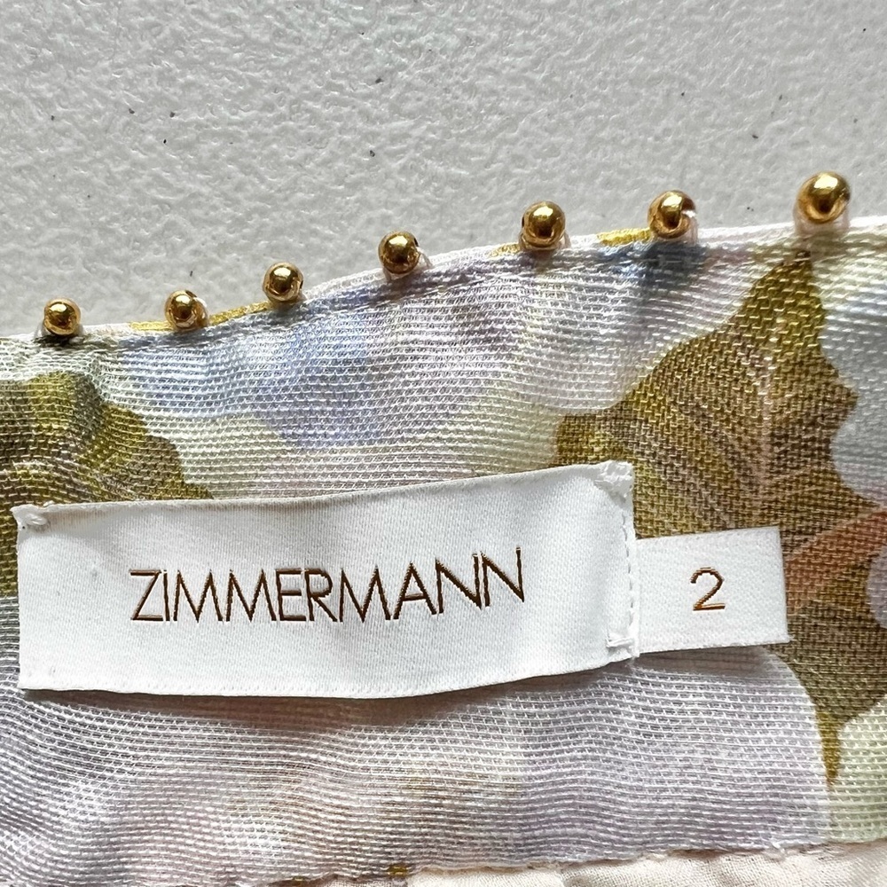 NWOT Zimmermann Tempo Disc Embellishment Chiffon Mini Linen Skirt Size AU 2 - Picture 9 of 12